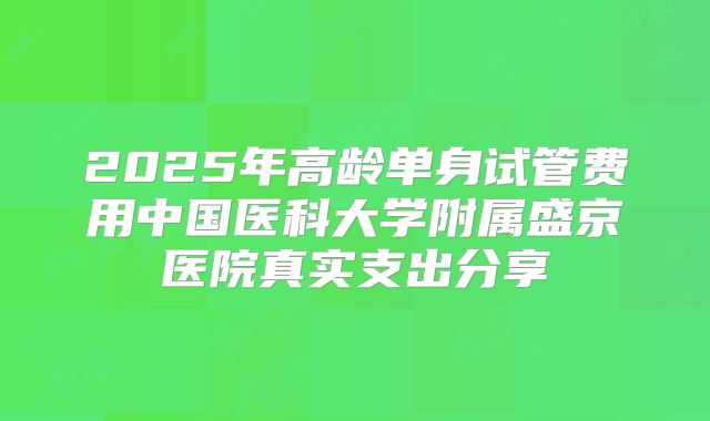 2025年高龄单身试管费用中国医科大学附属盛京医院真实支出分享