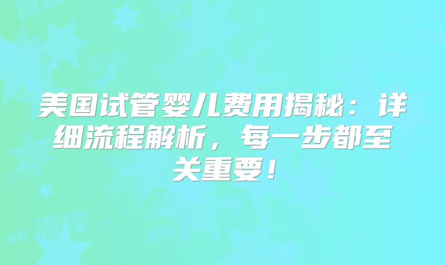 美国试管婴儿费用揭秘：详细流程解析，每一步都至关重要！