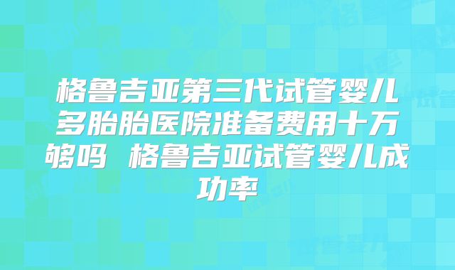 格鲁吉亚第三代试管婴儿多胎胎医院准备费用十万够吗 格鲁吉亚试管婴儿成功率