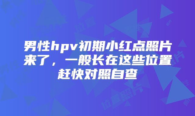 男性hpv初期小红点照片来了，一般长在这些位置赶快对照自查