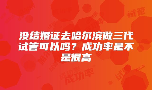 没结婚证去哈尔滨做三代试管可以吗？成功率是不是很高