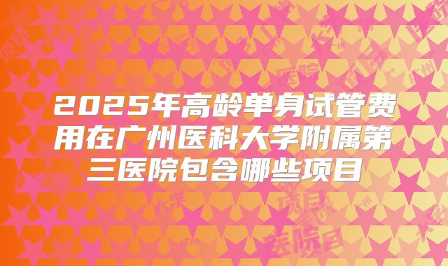 2025年高龄单身试管费用在广州医科大学附属第三医院包含哪些项目