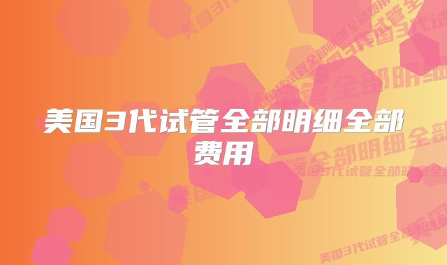 美国3代试管全部明细全部费用