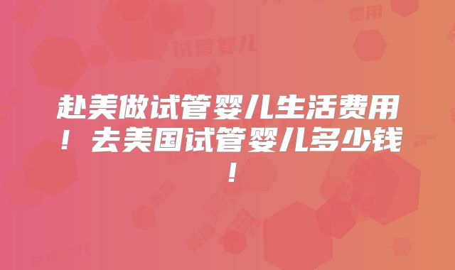 赴美做试管婴儿生活费用！去美国试管婴儿多少钱！