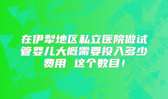 在伊犁地区私立医院做试管婴儿大概需要投入多少费用 这个数目！