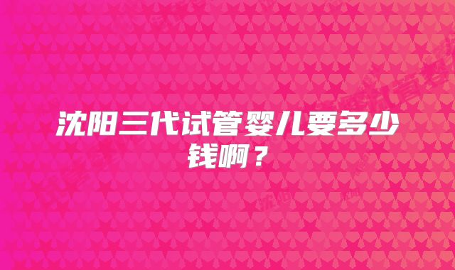 沈阳三代试管婴儿要多少钱啊？