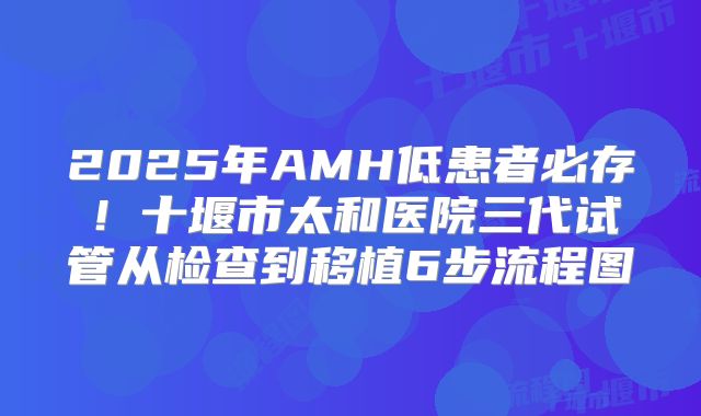 2025年AMH低患者必存！十堰市太和医院三代试管从检查到移植6步流程图