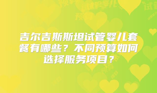 吉尔吉斯斯坦试管婴儿套餐有哪些？不同预算如何选择服务项目？