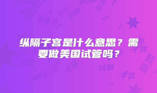 纵隔子宫是什么意思？需要做美国试管吗？