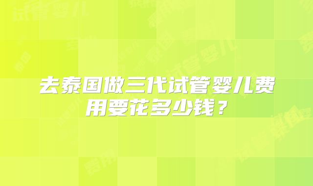 去泰国做三代试管婴儿费用要花多少钱？