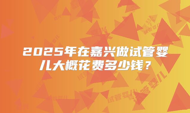 2025年在嘉兴做试管婴儿大概花费多少钱?
