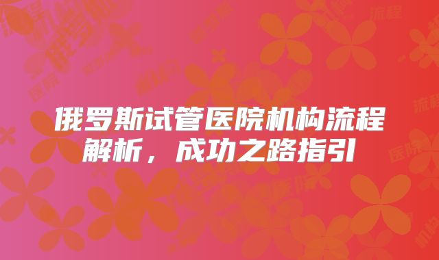 俄罗斯试管医院机构流程解析，成功之路指引