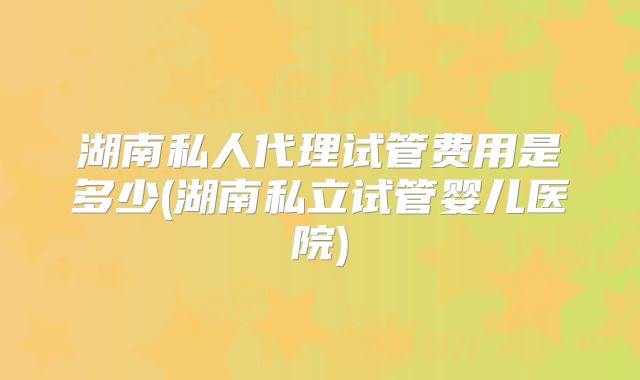 湖南私人代理试管费用是多少(湖南私立试管婴儿医院)