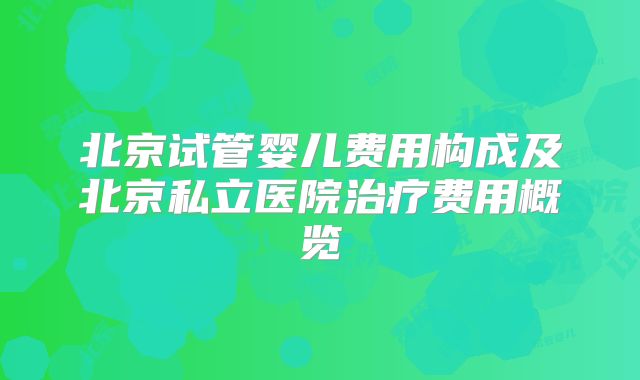 北京试管婴儿费用构成及北京私立医院治疗费用概览