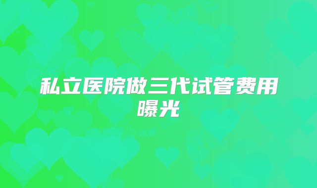 私立医院做三代试管费用曝光