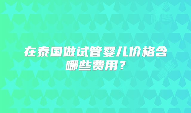 在泰国做试管婴儿价格含哪些费用？