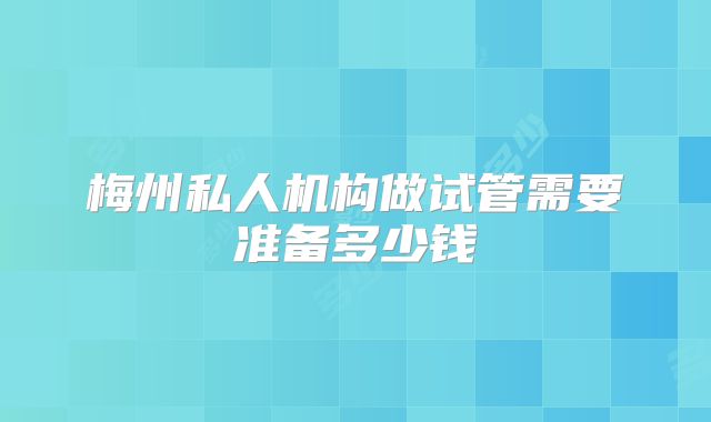 梅州私人机构做试管需要准备多少钱