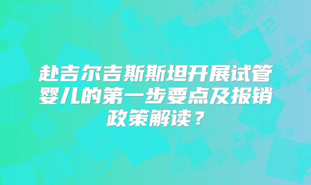 赴吉尔吉斯斯坦开展试管婴儿的第一步要点及报销政策解读？