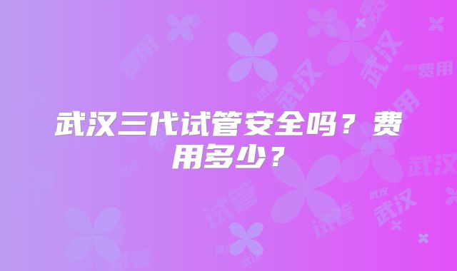 武汉三代试管安全吗?费用多少?