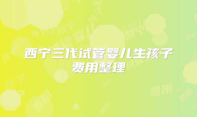 西宁三代试管婴儿生孩子费用整理