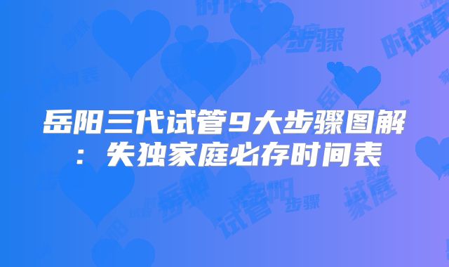 岳阳三代试管9大步骤图解：失独家庭必存时间表