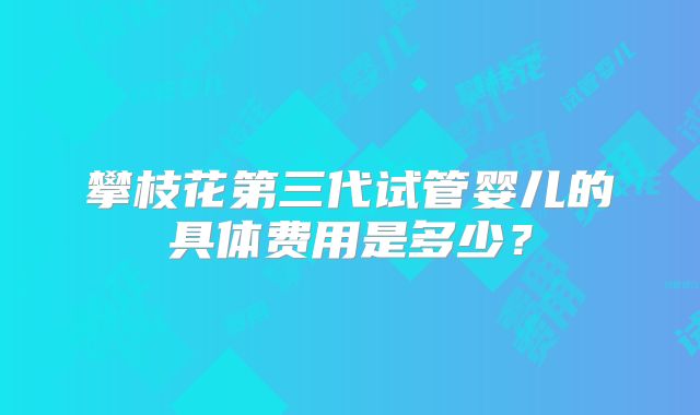 攀枝花第三代试管婴儿的具体费用是多少?