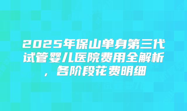 2025年保山单身第三代试管婴儿医院费用全解析，各阶段花费明细