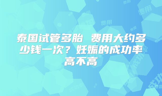 泰国试管多胎 费用大约多少钱一次?妊娠的成功率高不高