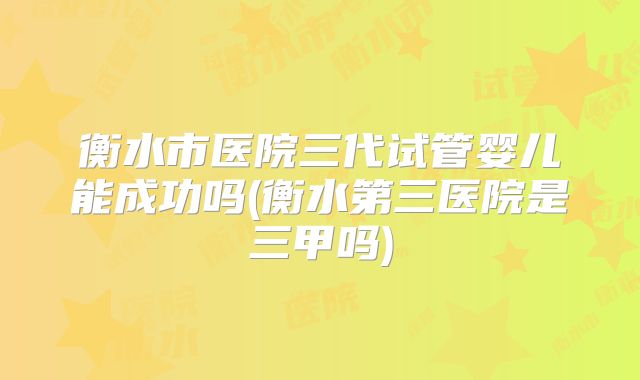 衡水市医院三代试管婴儿能成功吗(衡水第三医院是三甲吗)