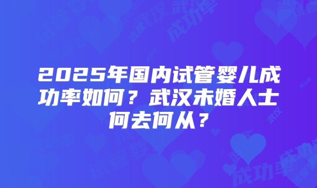 2025年国内试管婴儿成功率如何?武汉未婚人士何去何从?