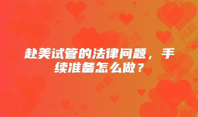 赴美试管的法律问题，手续准备怎么做？