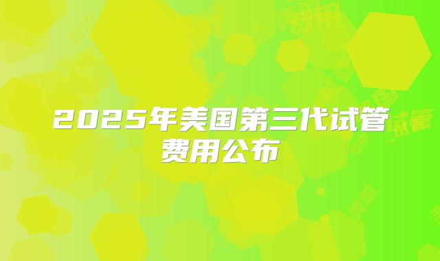 2025年美国第三代试管费用公布
