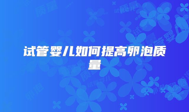 试管婴儿如何提高卵泡质量
