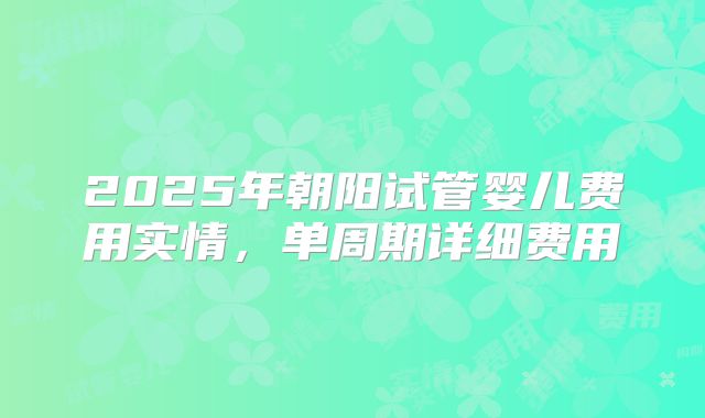 2025年朝阳试管婴儿费用实情，单周期详细费用