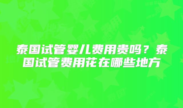 泰国试管婴儿费用贵吗？泰国试管费用花在哪些地方