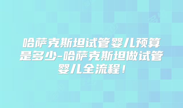 哈萨克斯坦试管婴儿预算是多少-哈萨克斯坦做试管婴儿全流程！