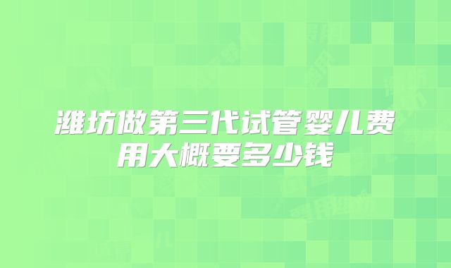 潍坊做第三代试管婴儿费用大概要多少钱