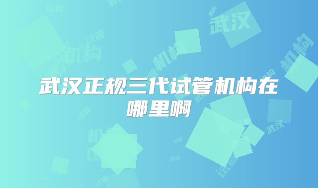 武汉正规三代试管机构在哪里啊