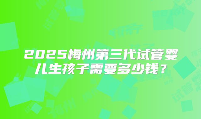 2025梅州第三代试管婴儿生孩子需要多少钱？