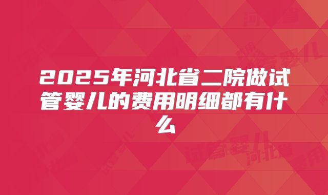 2025年河北省二院做试管婴儿的费用明细都有什么