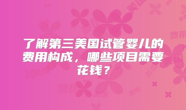 了解第三美国试管婴儿的费用构成，哪些项目需要花钱？