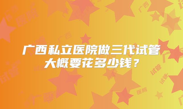 广西私立医院做三代试管大概要花多少钱？