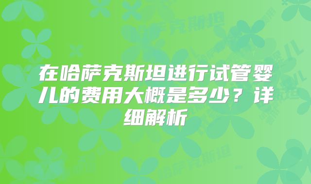 在哈萨克斯坦进行试管婴儿的费用大概是多少？详细解析