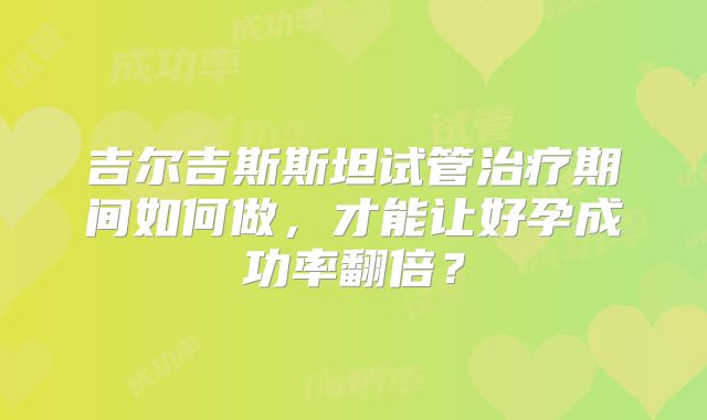 吉尔吉斯斯坦试管治疗期间如何做，才能让好孕成功率翻倍？