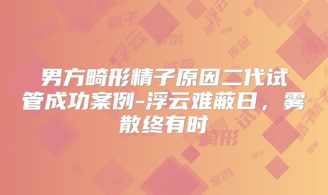 男方畸形精子原因二代试管成功案例-浮云难蔽日，雾散终有时