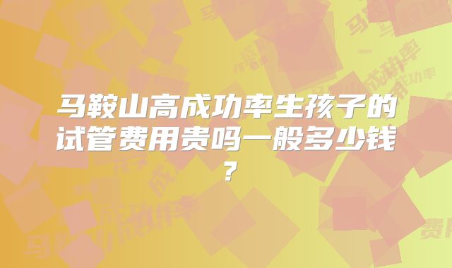马鞍山高成功率生孩子的试管费用贵吗一般多少钱?