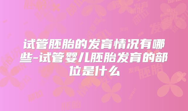 试管胚胎的发育情况有哪些-试管婴儿胚胎发育的部位是什么