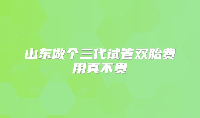 山东做个三代试管双胎费用真不贵