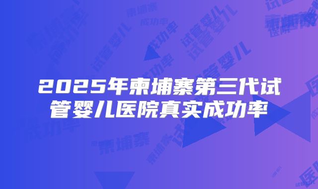 2025年柬埔寨第三代试管婴儿医院真实成功率