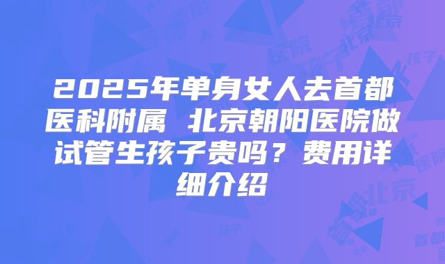2025年单身女人去首都医科附属 北京朝阳医院做试管生孩子贵吗？费用详细介绍